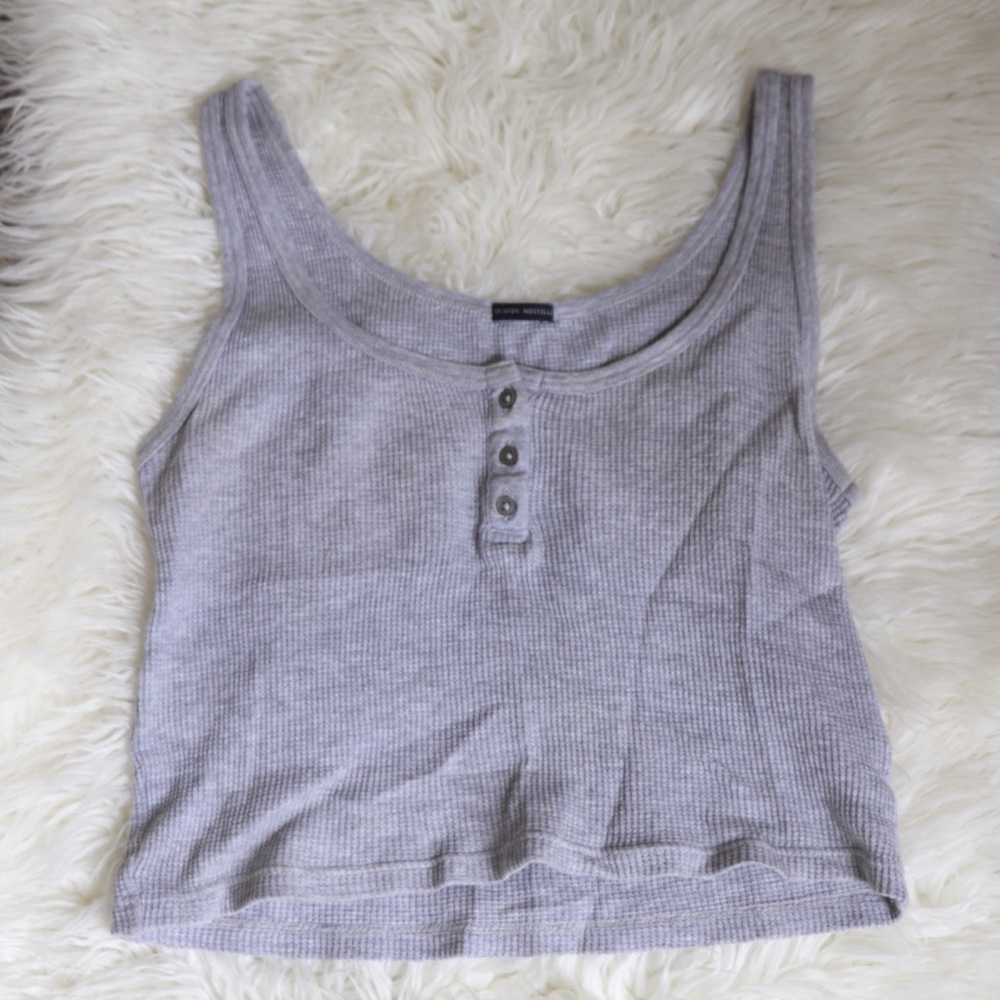 Brandy Melville Grey Waffle Tank Top
